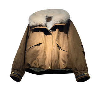 大毛领白鸭绒短外套女2025冬季新款时尚百搭小个子鹿皮绒羽绒服潮