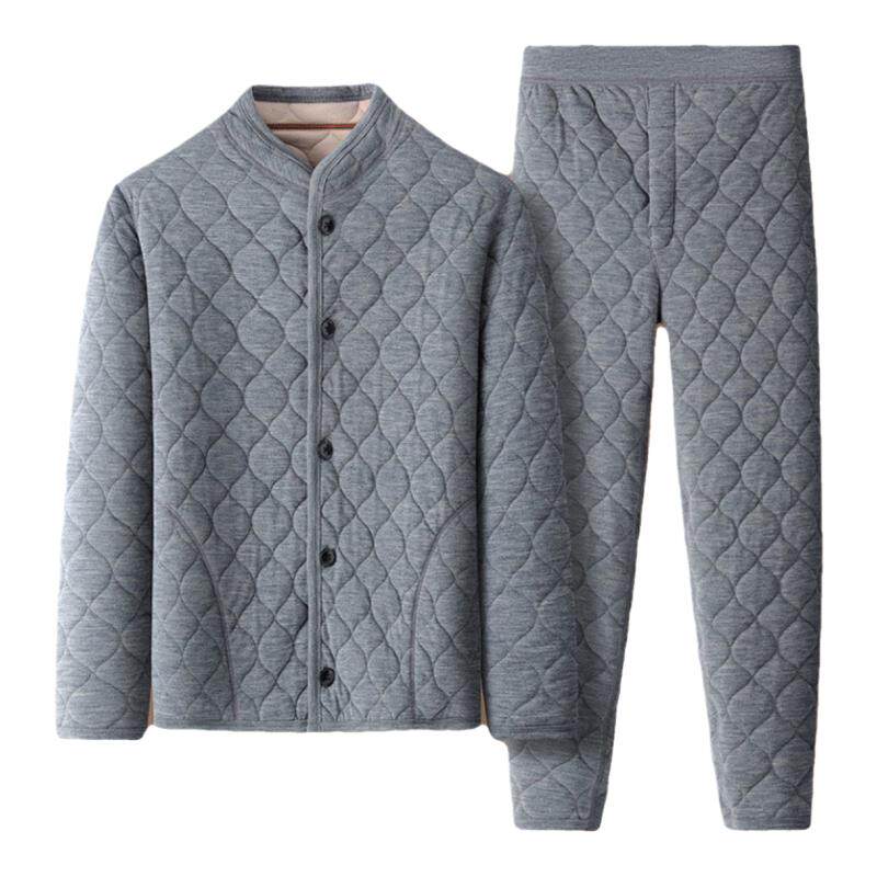 【珊瑚绒三层夹棉】秋冬季男女家居服套装中老年睡衣加绒加厚保暖