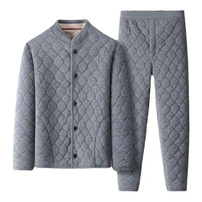 【珊瑚绒三层夹棉】罗蒙秋冬季男女家居服套装中老年睡衣加绒加厚