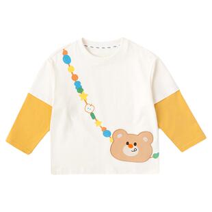 嘟嘟家儿童T恤春秋男童上衣潮女童打底衫假两件宝宝衣服春装新款