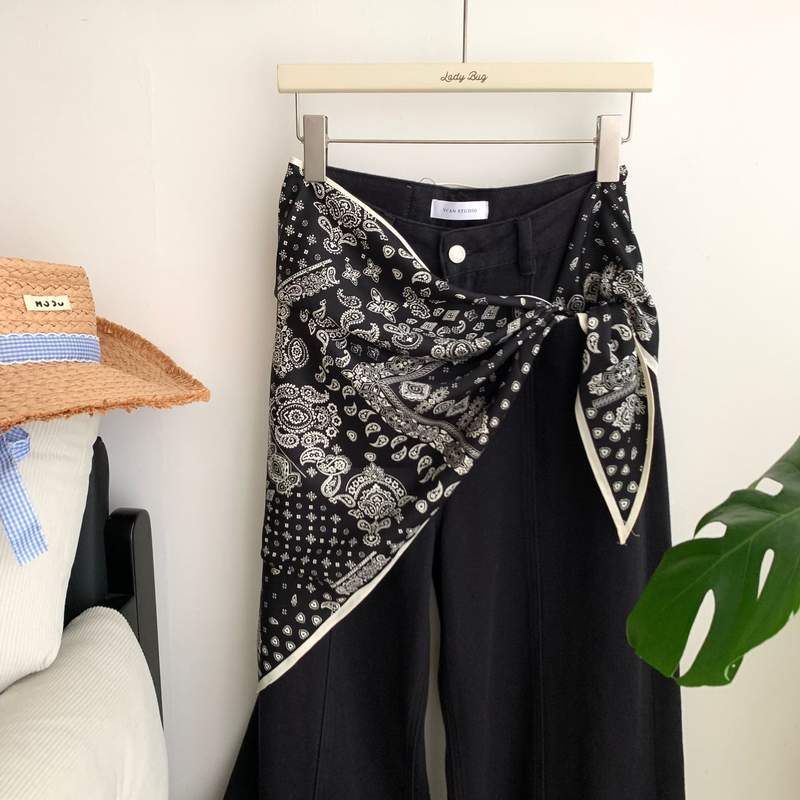 韩国腰果花三角巾屁帘女叠穿配饰牛仔裤腰带装饰腰间丝巾搭配裙子