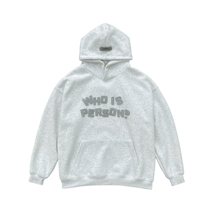 400g重磅白花灰色字母刺绣连帽卫衣男生2026新款秋季宽松上衣帽衫