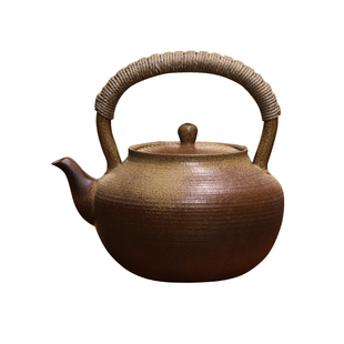 柴烧纯手工老岩泥烧水煮茶壶电陶炉明火提梁养生壶家用大容量陶壶