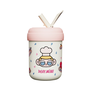 AKS联名保温杯高颜值保温吸管杯可爱卡通咖啡杯316不锈钢随手杯女