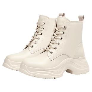 KISSCAT接吻猫[追风]马丁靴厚底户外皮靴白色真皮马丁靴增高