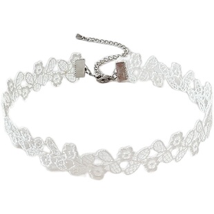 Alice花朵树叶蕾丝宽款choker超仙白色项圈女颈带锁骨链chocker