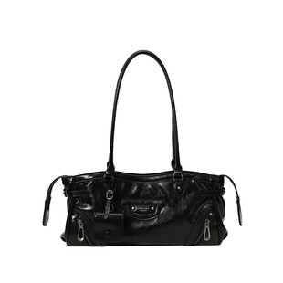 Chio’2nd腋下包包女式2025新款高级感轻奢黑色法棍包手提单肩包