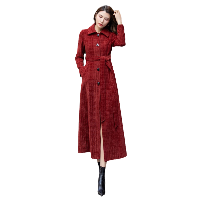 2023新款红色结婚呢子大衣
