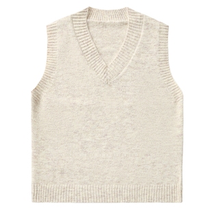 男士绵羊毛毛衣背心男2025新款杏色高级感毛衣内搭冬季针织马甲潮