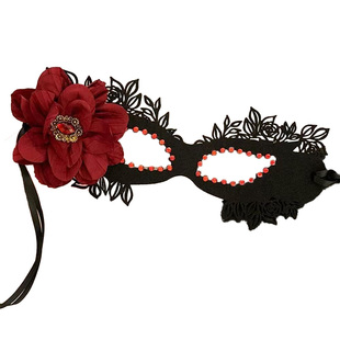 万圣节黑色花朵面具女生眼罩蕾丝面罩cos晚会万圣节假面舞会装扮