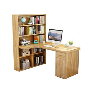 书桌书架组合学习桌电脑桌简约家用卧室书柜一体学生转角写字桌子