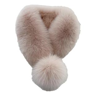 韩版新款冬季大毛球狐狸毛围脖真毛女毛毛围巾磁铁吸扣毛领子皮草