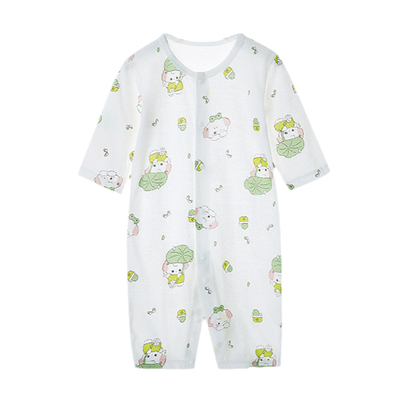 婴儿连体衣夏季长袖空调服睡衣薄