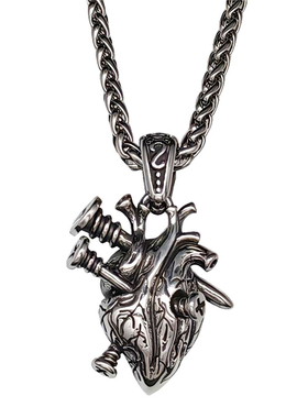 古魔朋克钛钢机械心脏吊坠