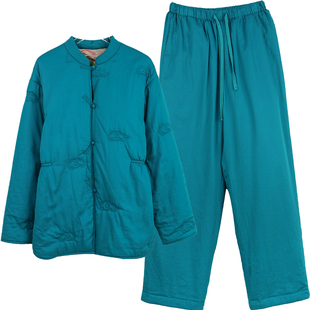 朵朵可可睡衣女秋冬季新款纯棉刺绣新中式复古中厚夹棉家居服