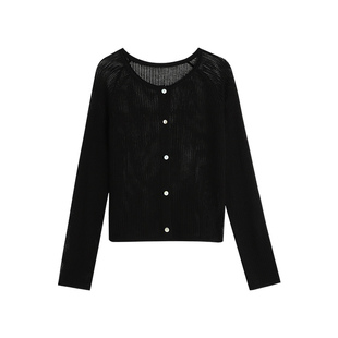 pusumede镂空针织开衫女夏季薄款外套防晒空调衫宽松外搭长袖上衣