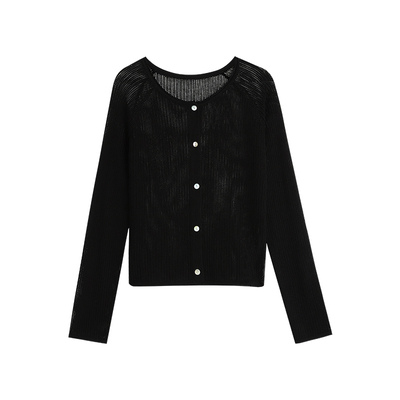 镂空圆领针织开衫外搭防晒衫上衣