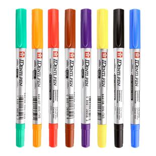 日本sakura进口樱花小双头记号笔黑色防水不掉色红/蓝/绿色油性笔标记美术绘画手绘细头彩色勾线笔CD笔光盘笔