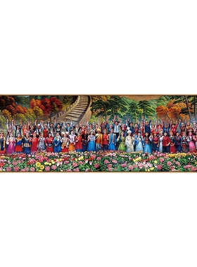 民族风别墅会所墙壁画横幅中国56个民族挂画少数民族大团结装饰画