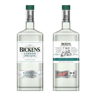BICKENS必肯斯金酒1000ml 伦敦干杜松子酒gin酒金汤力基酒洋酒