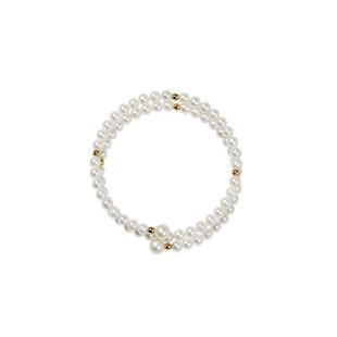 京润珍珠 迎真淡水珍珠手镯4.0-7mm近圆形珍珠手链双层简约优雅D