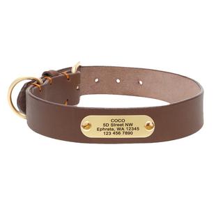 真皮狗狗项圈定制刻字狗牌脖圈中型犬大小型柴犬铃铛颈圈宠物防丢