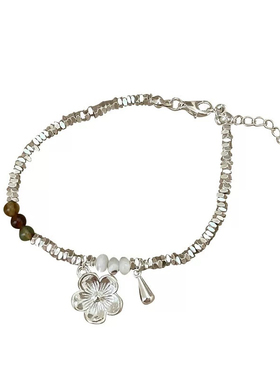 新国风碧玺碎银花朵手链女2025新款轻奢小众精致高级感送闺蜜手饰