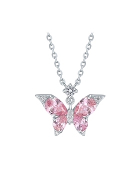 周六福S925银蝴蝶项链女