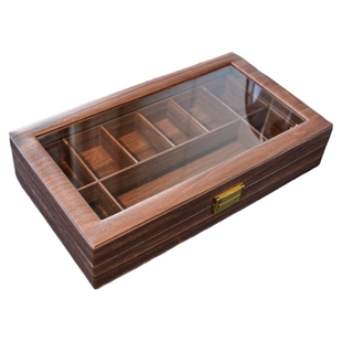 9格树皮纹木纹皮革文玩佛珠收藏盒 多功能狮子头手串核桃收纳盒箱