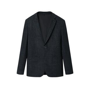 HLA/海澜之家绒感弹力休闲西服2025秋冬新胸针点缀格纹西装外套男