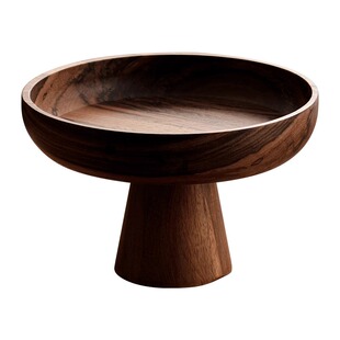 乌槟丽木质高脚果盘沙拉碗水果碗甜品展示架面包盘复古木制碗