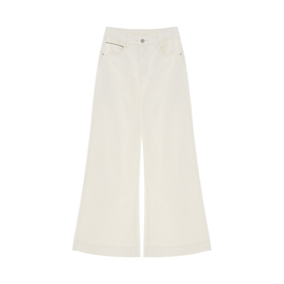 iammix27春季白色直筒牛仔裤女