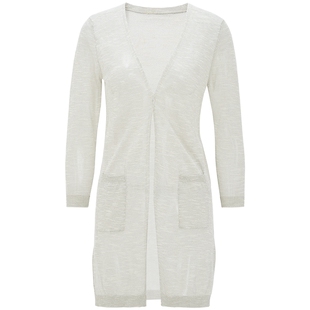 马天奴2025春夏新款灰色V领中长针织开衫轻薄衫女空调衫气质时尚