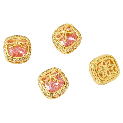 天然白水晶隔珠虎眼石粉晶吊坠