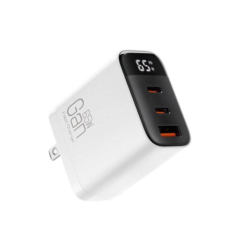 【国家3C认证】绿硕能65W氮化镓快充三口数显适用iPhone17华为vivo小米Oppo手机闪充无人机笔记本快充