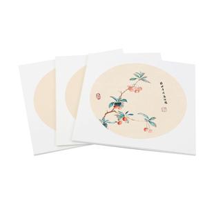 义记宣【内圆/内方云母卡纸】手工加厚圆/方形熟宣国画宣纸矾宣镜片没骨画纸工笔画花鸟绘画加厚宣纸软卡