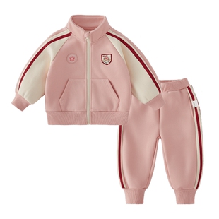 [7A抑菌]儿童运动服套装女童保暖加绒男童秋冬时尚两件套宝宝冬装