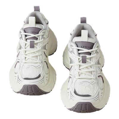 达芙妮米紫色老爹鞋女款网面透气