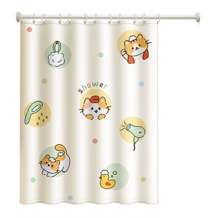 浴室浴帘隔断卫生间遮挡防霉免打孔高档门帘淋浴防水布洗澡窗帘杆