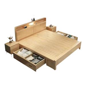 北欧实木床软靠储物婚床现代简约