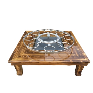 实木炭盆桌农庄围炉桌农村家用烧炭火饭店烤火桌冬天取暖火炉桌子