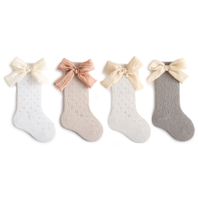 女童长筒袜花朵夏季网眼薄款透气