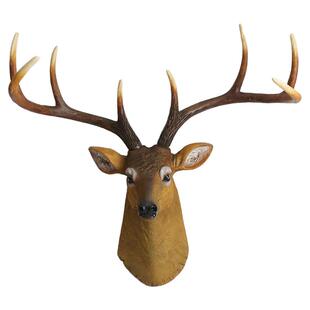 仿真麋鹿驼鹿梅花鹿招财鹿壁挂饰农家乐度假村客厅墙面背景装饰品