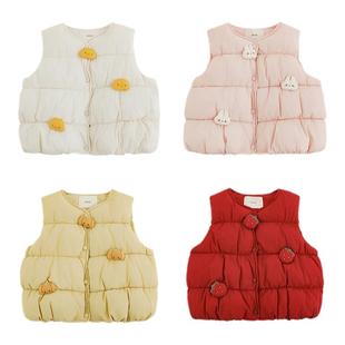 幼悠女童杜邦三防棉服马甲2025冬季元气可爱定制玩偶防风保暖背心