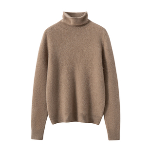 100%纯山羊绒衫女高领加厚毛衣秋冬宽松针织点子纱小山羊绒打底衫