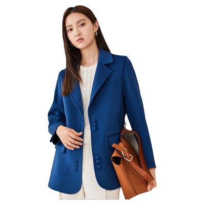 羊毛双面呢短款通勤西装毛呢外套