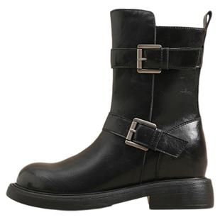 星期六秋冬季2025新款加绒保暖骑士靴女短靴内增高小个子马丁靴子