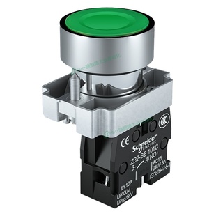 施耐德按钮开关平头自复位起动金属启动停止22mm点动xb2ba31c按压