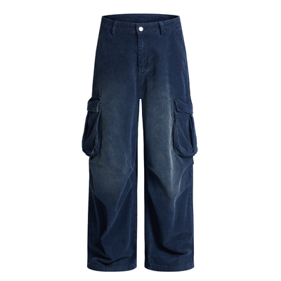 ISTURE美式复古灯芯绒多口袋休闲工装裤男女宽松百搭阔腿垂感长裤