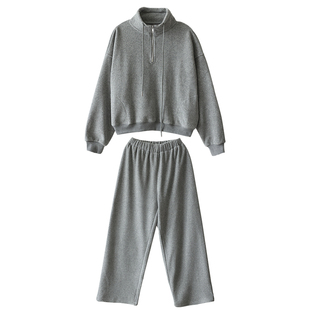韩版小个子休闲加绒运动套装秋冬新品套头卫衣宽松百搭阔腿卫裤